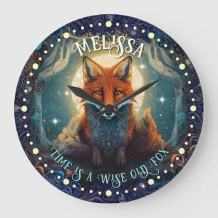Whimsslit Lune Fox Mur Horloge AI Art Design