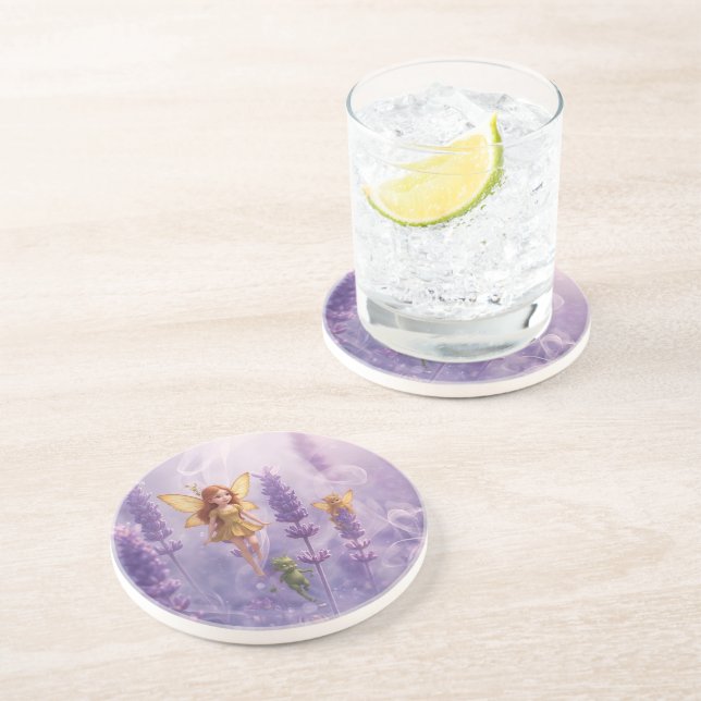 Whimsy Among the Purple Blooms Coaster (Side)