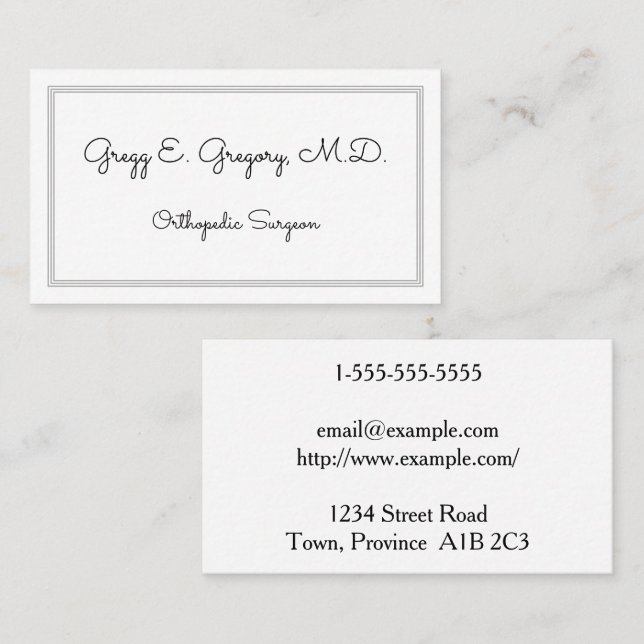 Whimsy and Plain Orthopedic Surgeon Business Card (Front/Back)