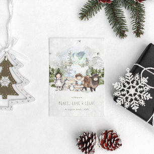 Whimsy arctique Carte de vacances Paix, Amour et