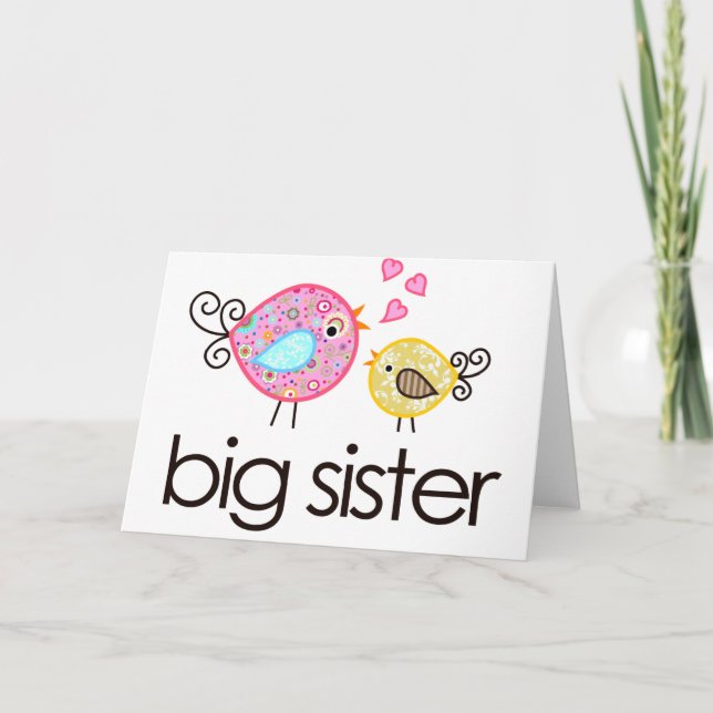 Whimsy Birds Big Sister T-shirt Announcement (Front)