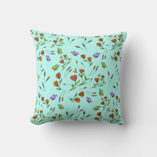 Whimsy Bloom Floral – Hand-Drawn Botanical Throw Pillow