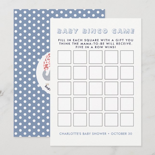 Whimsy Blue Elephant | Baby Shower Bingo Game Invitation (Front/Back)