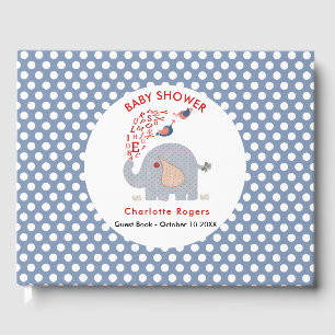 Whimsy Blue Kids Alphabet Elephant Baby Boy Shower Guest Book