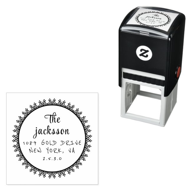 Whimsy Botanical Family Name & Return Address  Self-inking Stamp (In Situ)