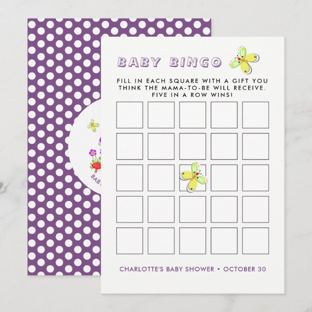 Whimsy Bunny Rabbit Baby Shower Bingo Game Invitation (Front/Back)