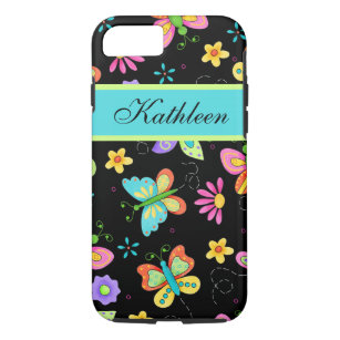 Whimsy Butterflies on Black Custom Name Case-Mate iPhone Case