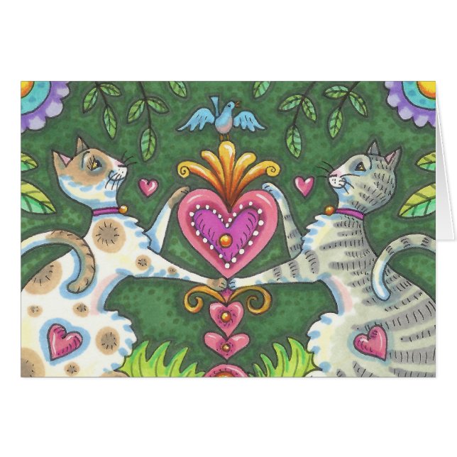 WHIMSY CATS VALENTINE'S DAY CARD Customize (Front Horizontal)