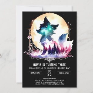 Whimsy Children Wolf Birthday Invitation