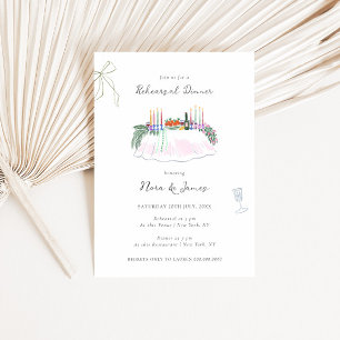 Whimsy Colorful Illustrated Rehearsal Dinner Invitation