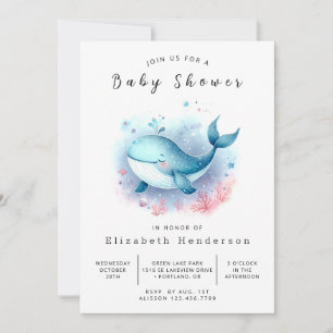 Whimsy Custom Whale Baby Shower Invitation