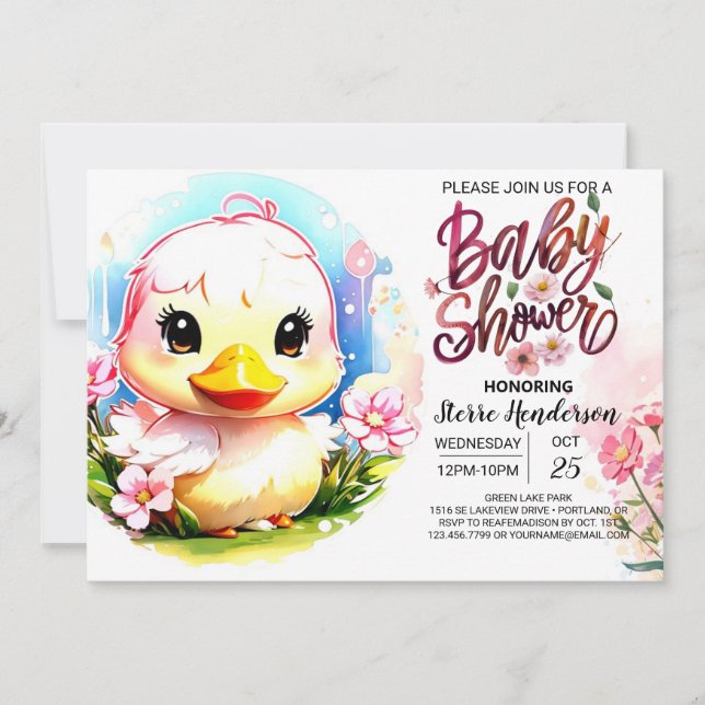 Whimsy Duckling Baby Shower Invitation (Front)