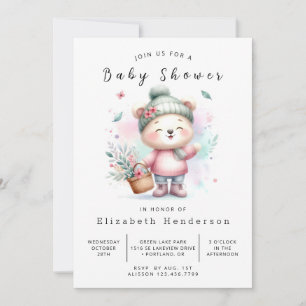 Whimsy Editable Bear Baby Shower Invitation