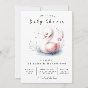 Whimsy Editable Swan Baby Shower Invitation