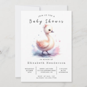 Whimsy Editable Swan Baby Shower Invitation