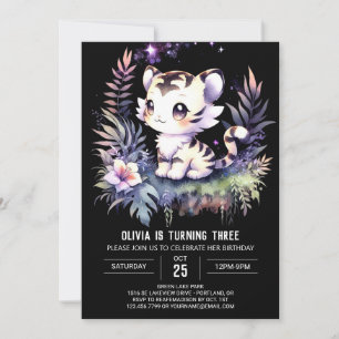 Whimsy Elegant Tiger Birthday Invitation
