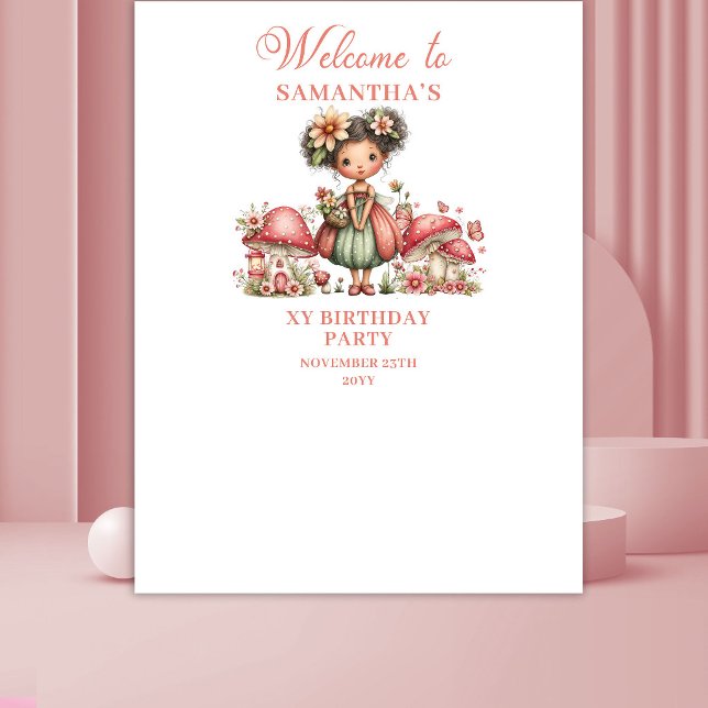 Whimsy Fairy 4th Birthday Blush Flowers Backdrop Tapestry (Whimsy Fairy 4th Birthday Blush Flowers Backdrop)