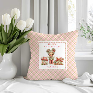 Whimsy Fairy 4th Birthday Blush Flowers Pillow