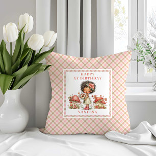 Whimsy Fairy 6th Birthday Pink Flowers Throw   Pillow