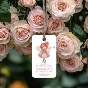 Whimsy Fairy Girl 4th Birthday Pastel Pink Favour Gift Tags