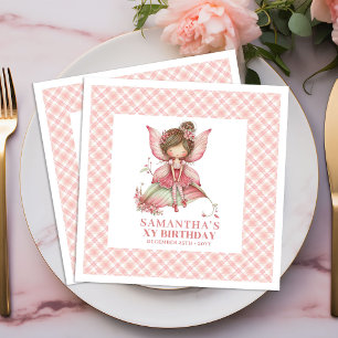 Whimsy Fairy Girl Birthday Blush Floral napkins