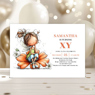 Whimsy Fairy Girl Birthday Floral invitation