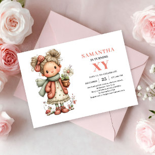 Whimsy Fairy Girl Birthday Pastel Pink Floral  Invitation