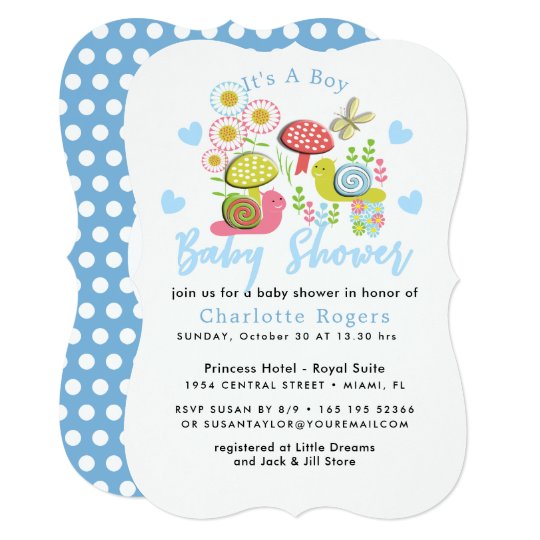 Whimsy Fairy-tale Spring Garden Baby Boy Shower Card