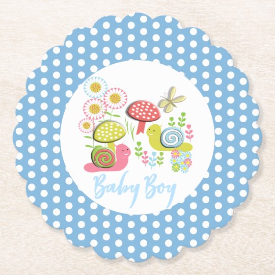 Whimsy Fairy-tale Spring Garden Baby Boy Shower Paper Coaster