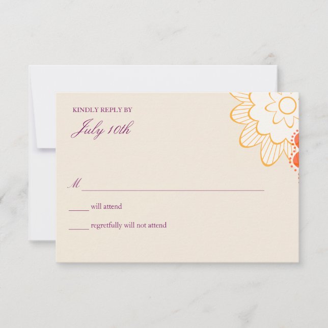 Whimsy floral wedding  rsvp cards (Front)