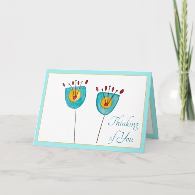 Whimsy Flowers Thinking of You Card (Front)