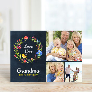 Whimsy Garden Wreath Carte photo d'anniversaire