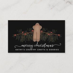Whimsy Gingerbread and Greenery Christmas Business Card