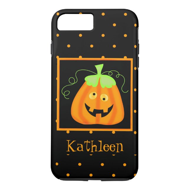 Whimsy Halloween Pumpkin Black Name Personalized Case-Mate iPhone Case (Back)