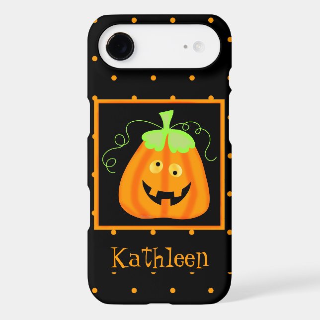 Whimsy Halloween Pumpkin Black Name Personalized Case-Mate iPhone Case (Back)