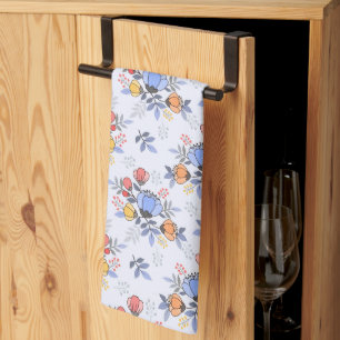 Whimsy Hand Drawn Flowers Kitchen Towel