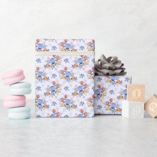 Whimsy Hand Drawn Flowers Wrapping Paper Roll