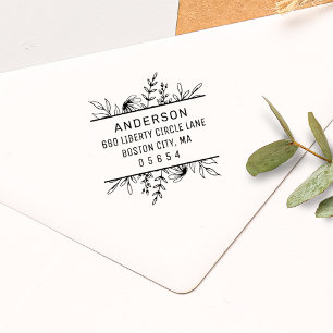 Whimsy Hand-drawn Greenery Return Address Self-inking Stamp