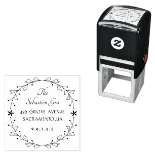 Whimsy Hand-drawn Leaves Frame Self-inking Stamp