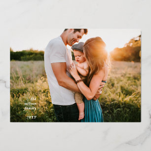 Whimsy Happy Holidays Modern Full Photo Foil Holiday Card