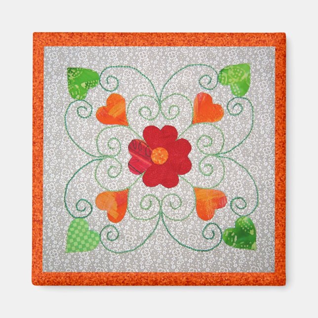 Whimsy Hearts Quilt - Block #2 Magnet (Front)
