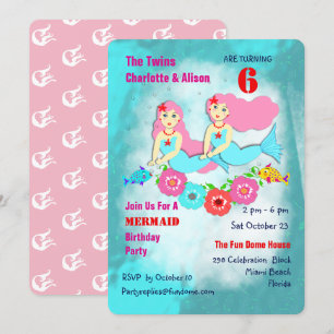 Whimsy Mermaid Invitation de fête d'anniversaire