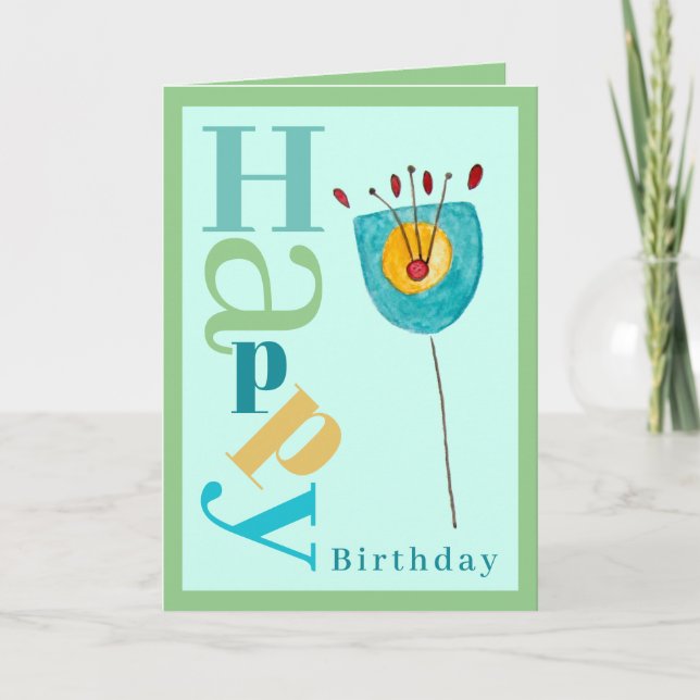 Whimsy Modern Flower Birthday Card (Front)