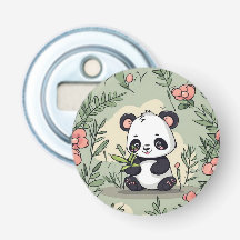 Whimsy panda bear on floral