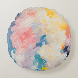 Whimsy Pastel Hues Dream Pattern Round Pillow