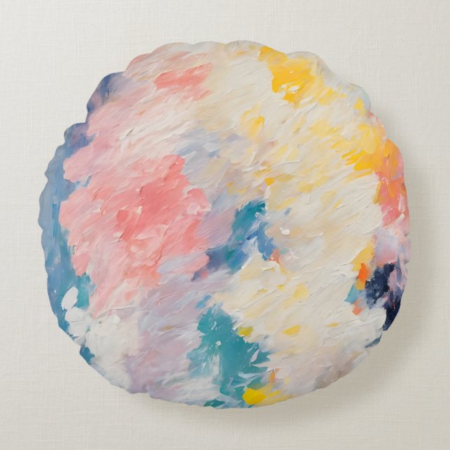Whimsy Pastel Hues  Dream Pattern Round Pillow (Front)