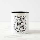 Whimsy Peace Love & Joy Two-Tone Coffee Mug<br><div class="desc">Whimsy Peace Love & Joy</div>
