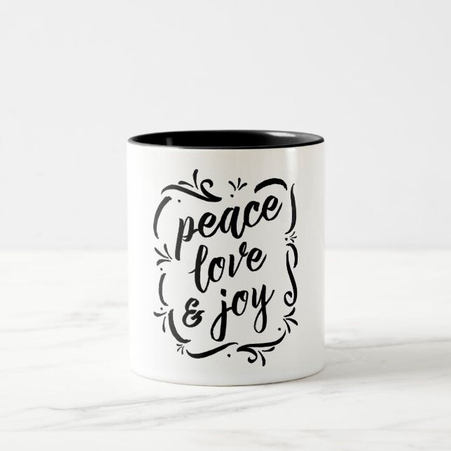 Whimsy Peace Love & Joy Two-Tone Coffee Mug (Center)