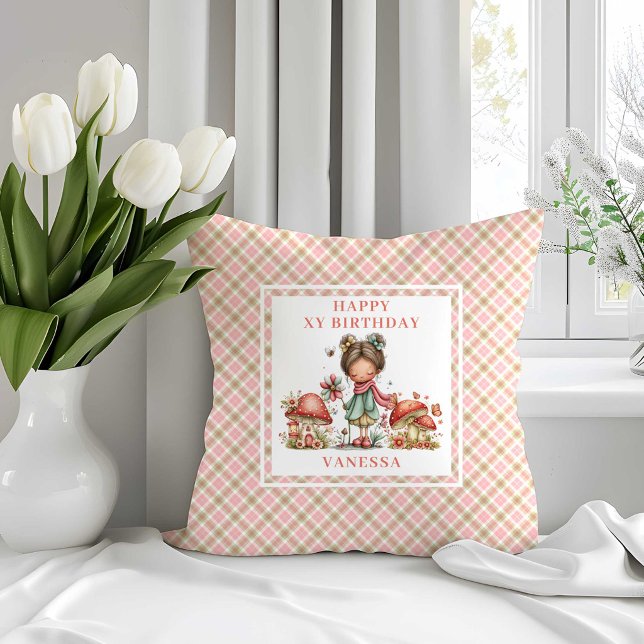 Whimsy Pink Fairy 6th Birthday Throw Pillow (Whimsy Pink Fairy 6th Birthday Throw Pillow)