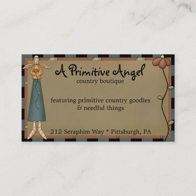 Whimsy Primitive Angel Country Business Card (Front)